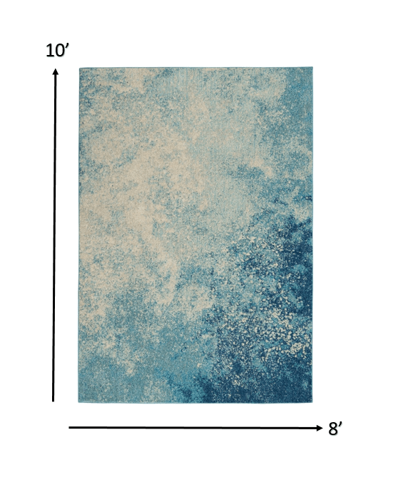 2’ X 3’ Light Blue And Ivory Abstract Sky Scatter Rug