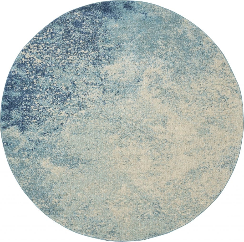 2’ X 3’ Light Blue And Ivory Abstract Sky Scatter Rug