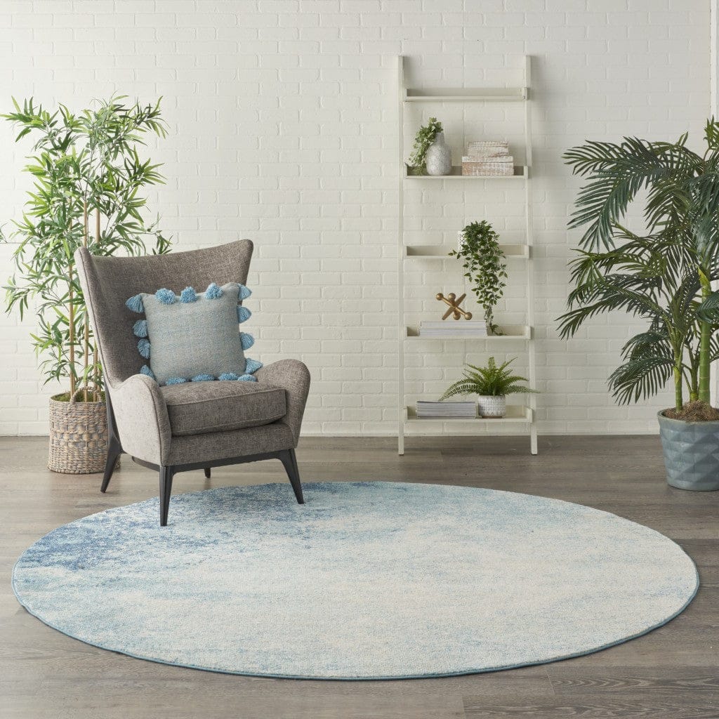 2’ X 3’ Light Blue And Ivory Abstract Sky Scatter Rug