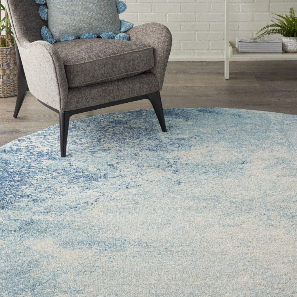2’ X 3’ Light Blue And Ivory Abstract Sky Scatter Rug