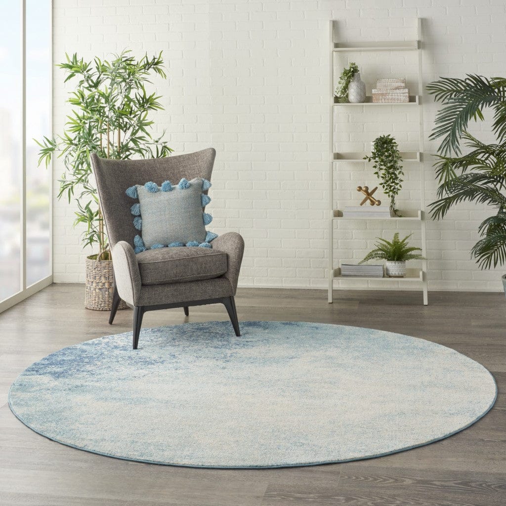 2’ X 3’ Light Blue And Ivory Abstract Sky Scatter Rug