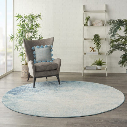 2’ X 3’ Light Blue And Ivory Abstract Sky Scatter Rug