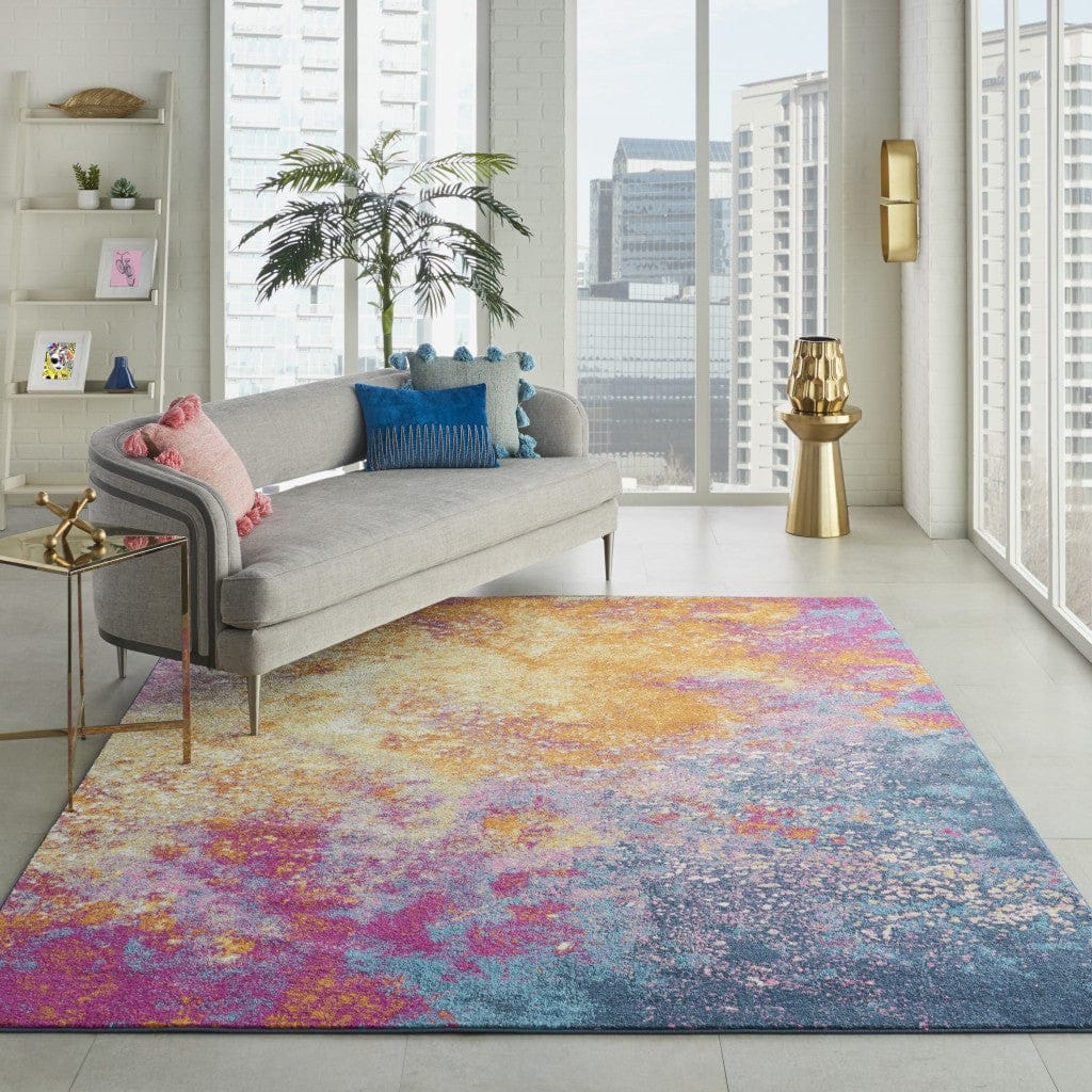 2’ X 10’ Abstract Brights Sunburst Runner Rug