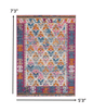 2’ X 6’ Ivory And Magenta Tribal Pattern Runner Rug