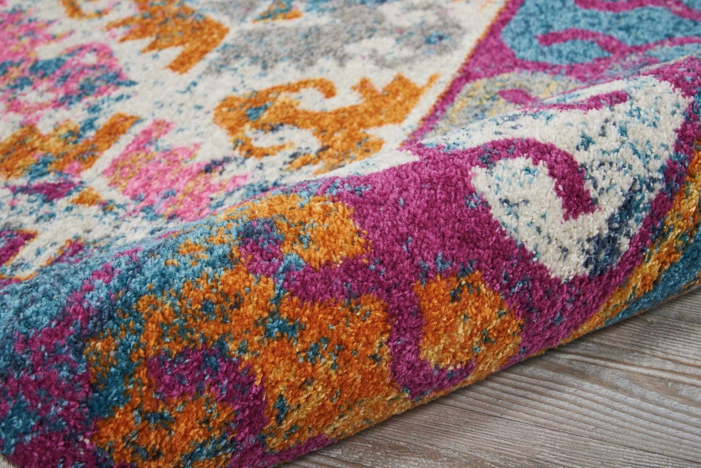 2’ X 6’ Ivory And Magenta Tribal Pattern Runner Rug