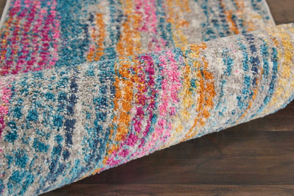 2’ X 6’ Gray Colorful Abstract Stripes Runner Rug