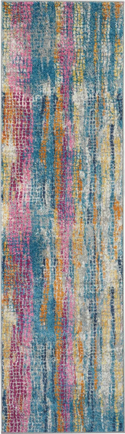 2’ X 6’ Gray Colorful Abstract Stripes Runner Rug