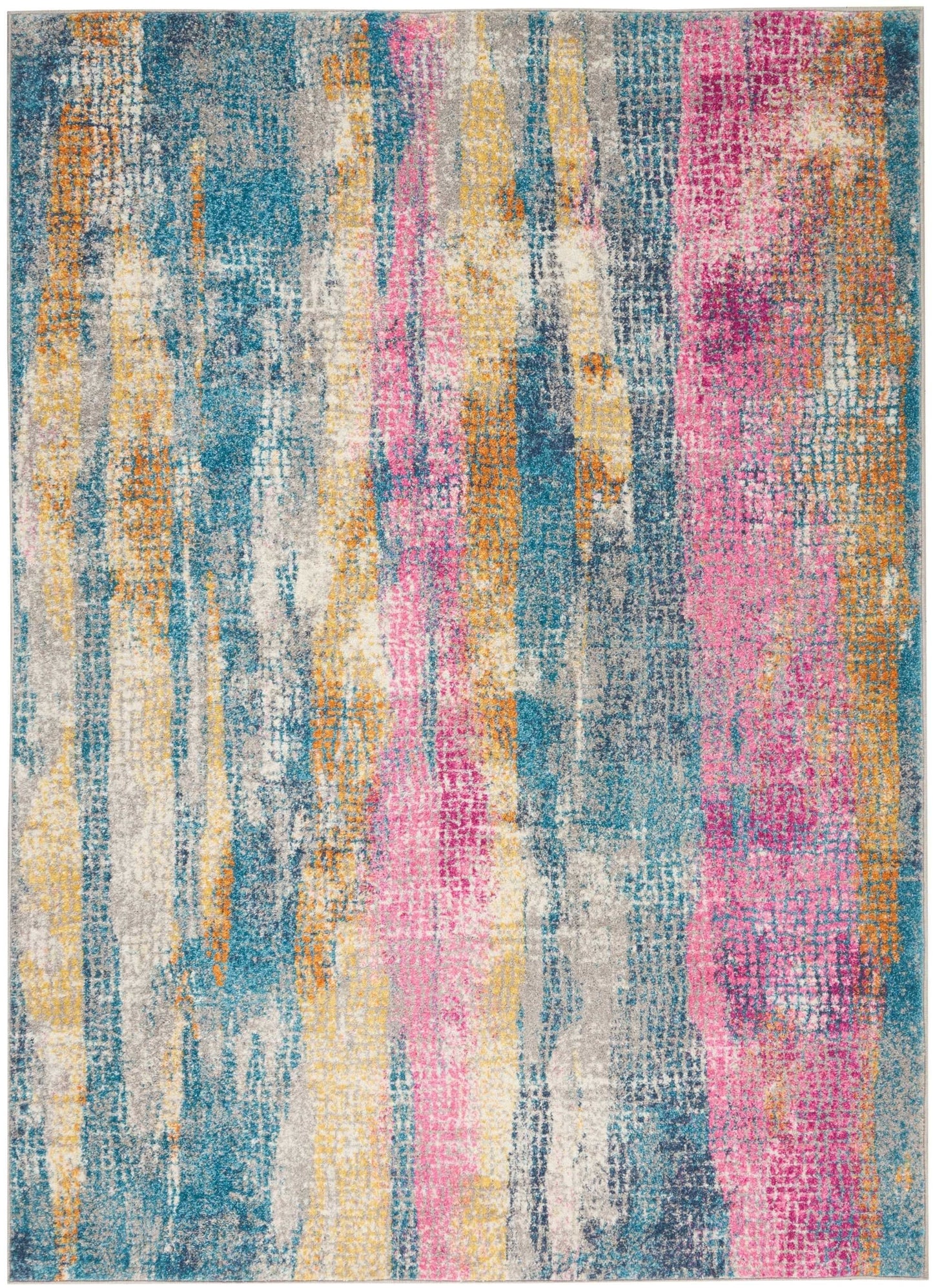 2’ X 6’ Gray Colorful Abstract Stripes Runner Rug