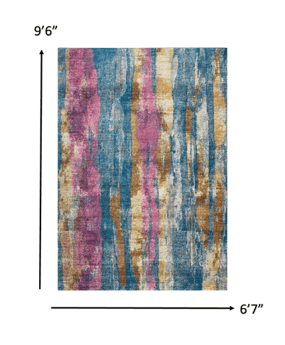 2’ X 6’ Gray Colorful Abstract Stripes Runner Rug