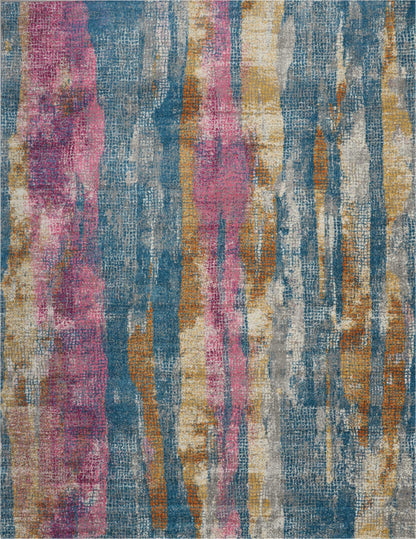 2’ X 6’ Gray Colorful Abstract Stripes Runner Rug
