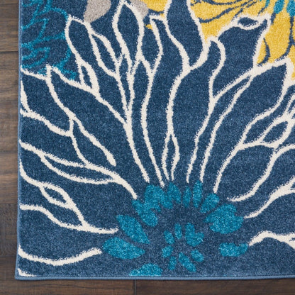 2’ X 10’ Blue Tropical Flower Runner Rug