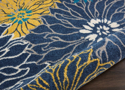 2’ X 10’ Blue Tropical Flower Runner Rug