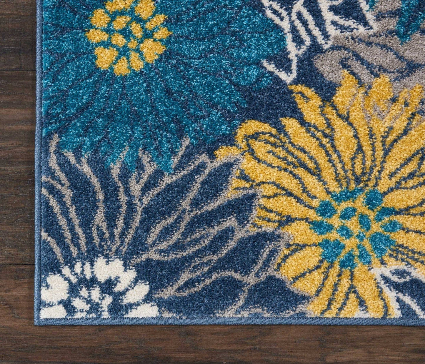 2’ X 10’ Blue Tropical Flower Runner Rug