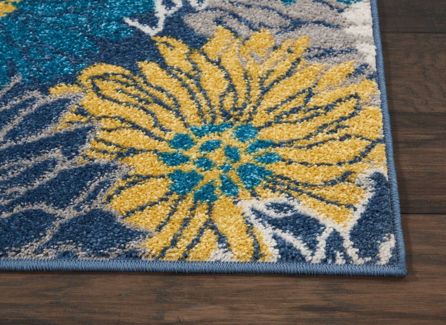 2’ X 10’ Blue Tropical Flower Runner Rug