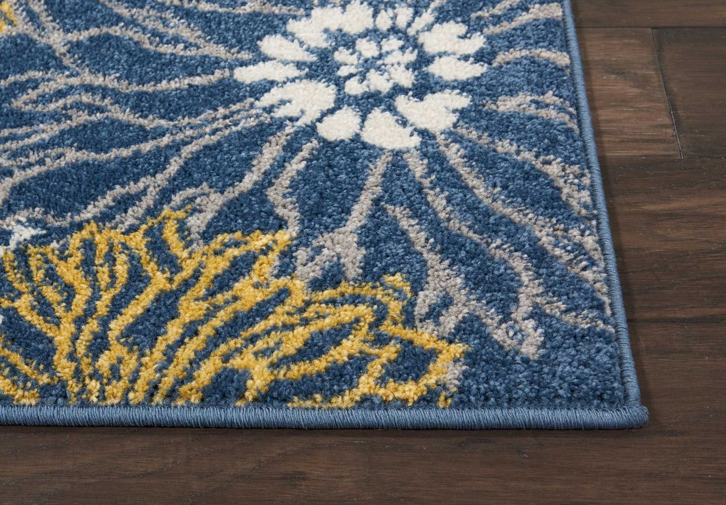 2’ X 10’ Blue Tropical Flower Runner Rug