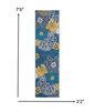 2’ X 10’ Blue Tropical Flower Runner Rug