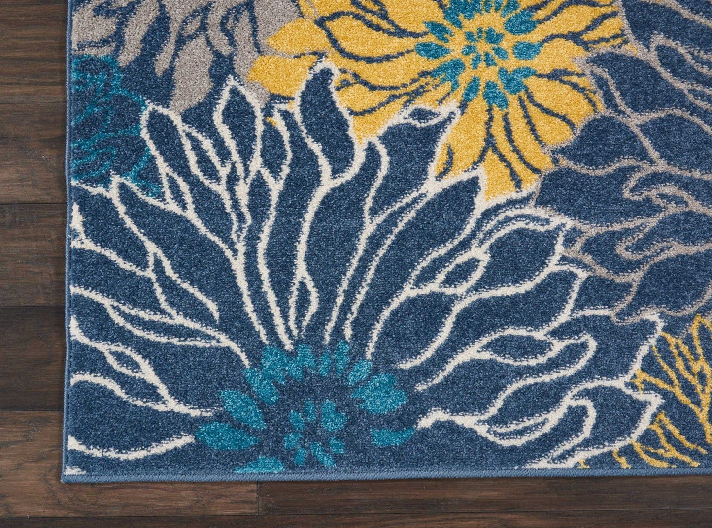 2’ X 10’ Blue Tropical Flower Runner Rug