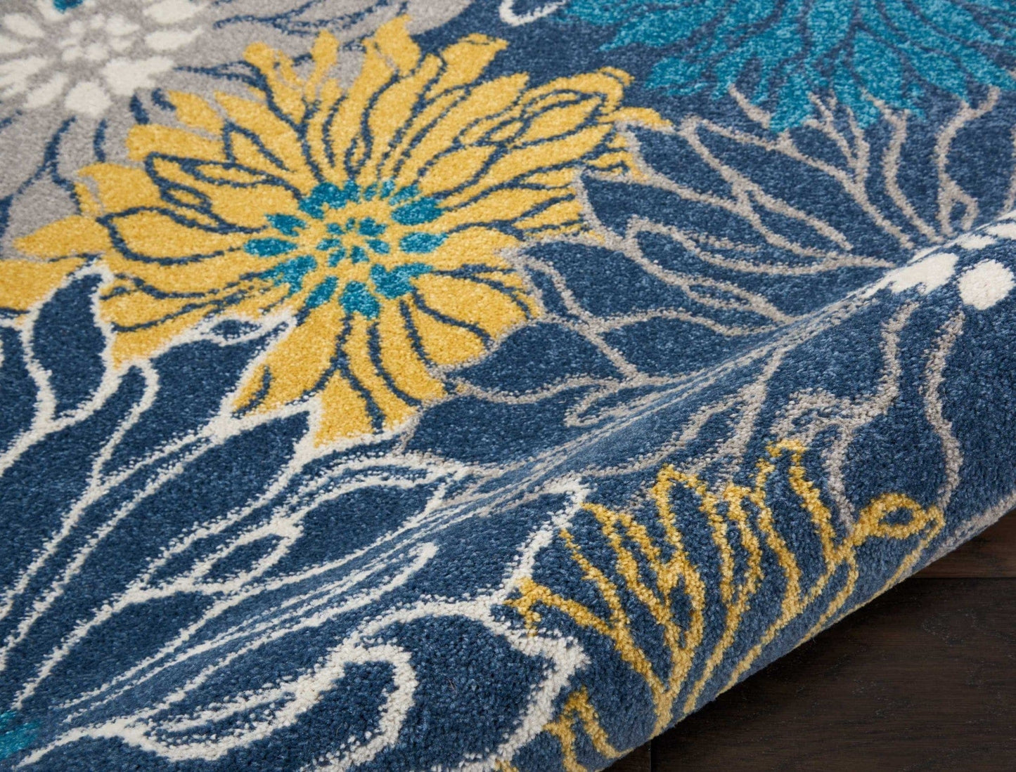 2’ X 10’ Blue Tropical Flower Runner Rug
