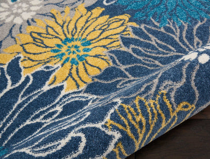 2’ X 10’ Blue Tropical Flower Runner Rug