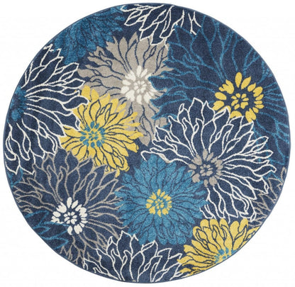 2’ X 10’ Blue Tropical Flower Runner Rug