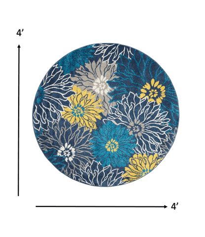 2’ X 10’ Blue Tropical Flower Runner Rug