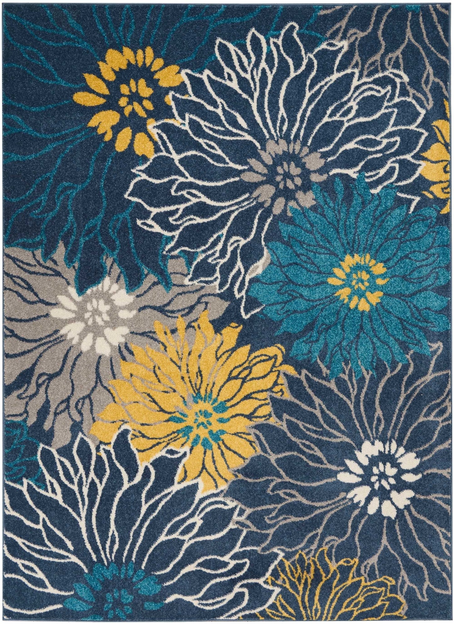 2’ X 10’ Blue Tropical Flower Runner Rug