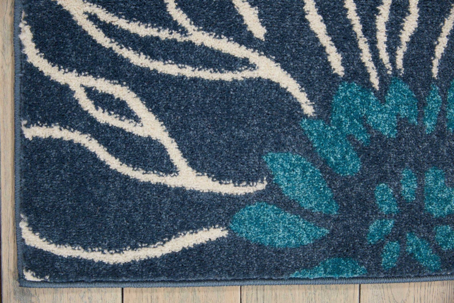 2’ X 10’ Blue Tropical Flower Runner Rug