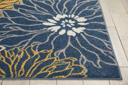2’ X 10’ Blue Tropical Flower Runner Rug