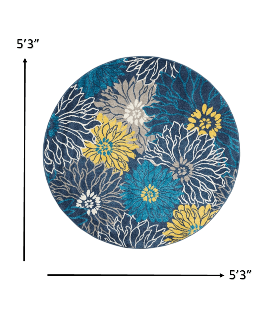 2’ X 10’ Blue Tropical Flower Runner Rug