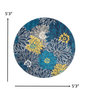 2’ X 10’ Blue Tropical Flower Runner Rug