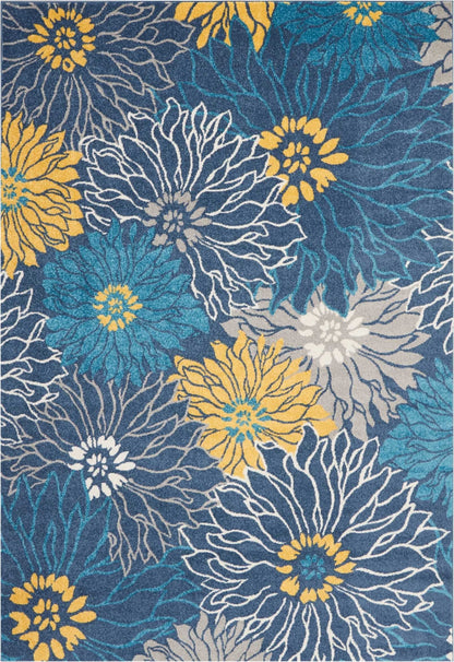 2’ X 10’ Blue Tropical Flower Runner Rug