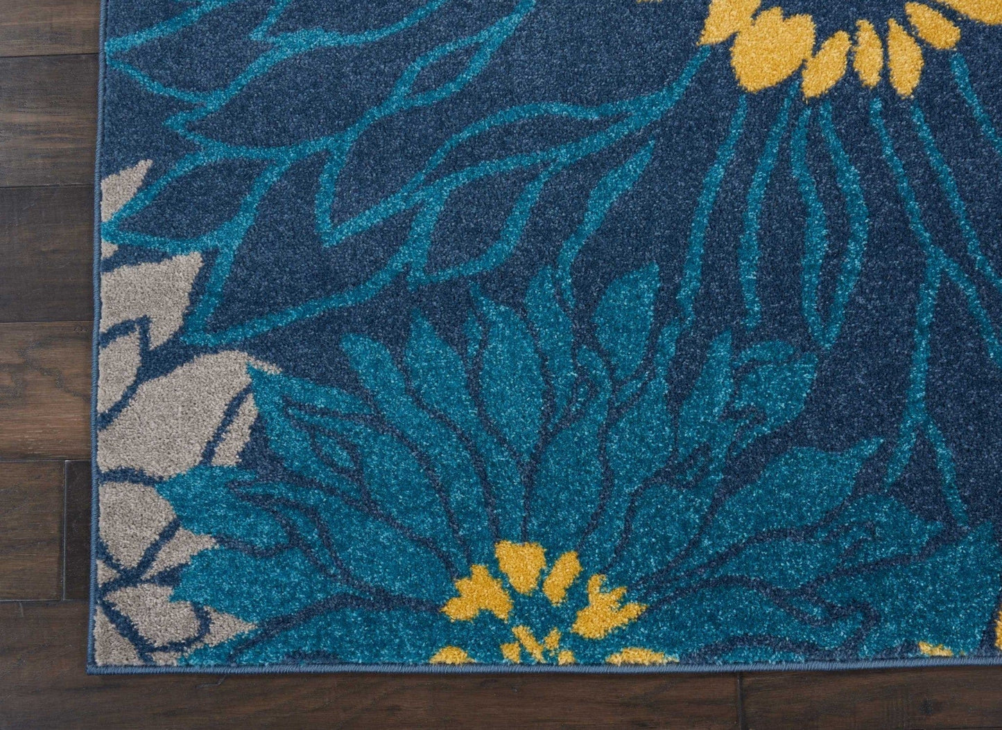 2’ X 10’ Blue Tropical Flower Runner Rug