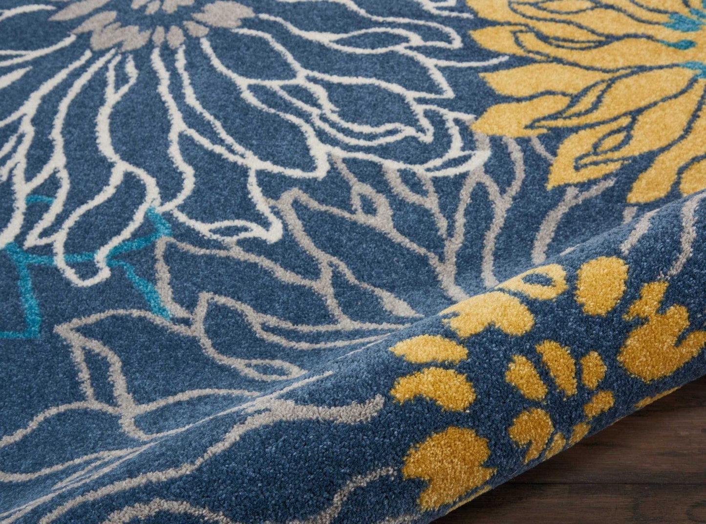 2’ X 10’ Blue Tropical Flower Runner Rug