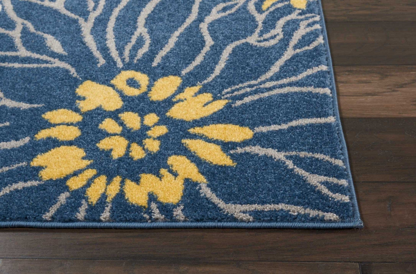 2’ X 10’ Blue Tropical Flower Runner Rug