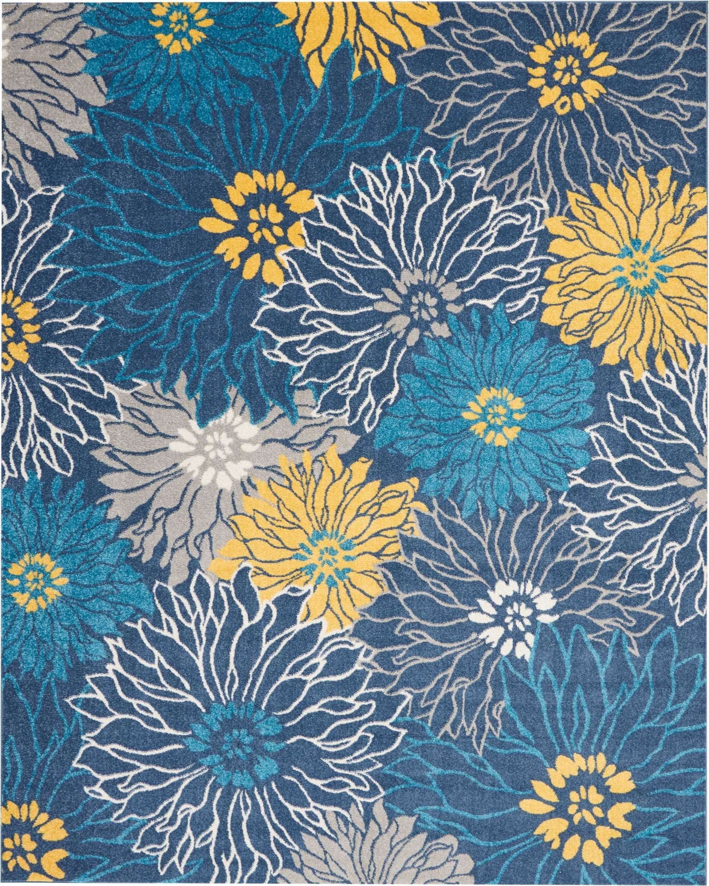 2’ X 10’ Blue Tropical Flower Runner Rug