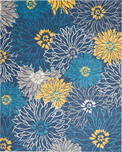 2’ X 10’ Blue Tropical Flower Runner Rug
