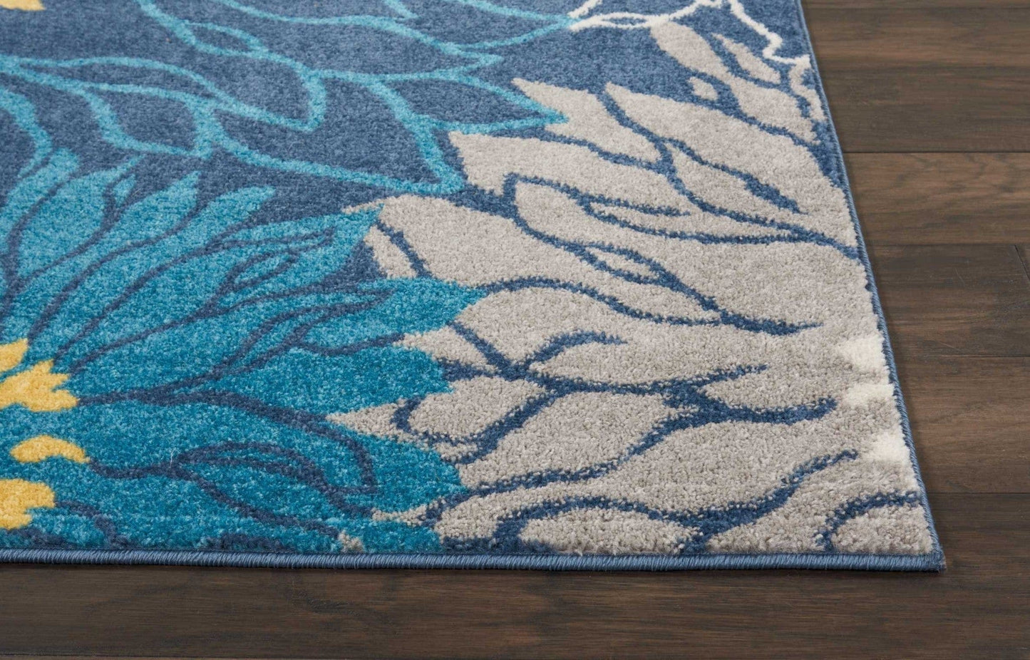 2’ X 10’ Blue Tropical Flower Runner Rug