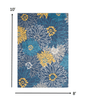 2’ X 10’ Blue Tropical Flower Runner Rug