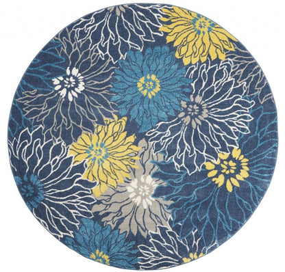2’ X 10’ Blue Tropical Flower Runner Rug