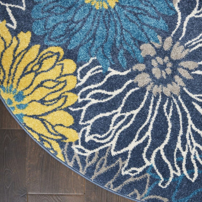 2’ X 10’ Blue Tropical Flower Runner Rug