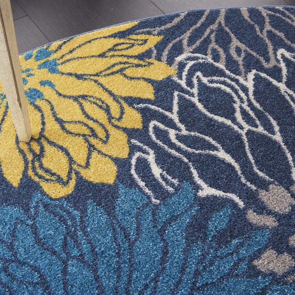 2’ X 10’ Blue Tropical Flower Runner Rug