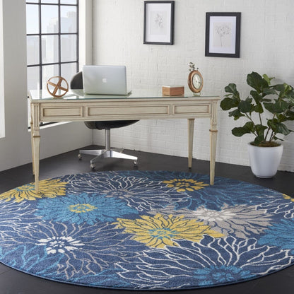 2’ X 10’ Blue Tropical Flower Runner Rug