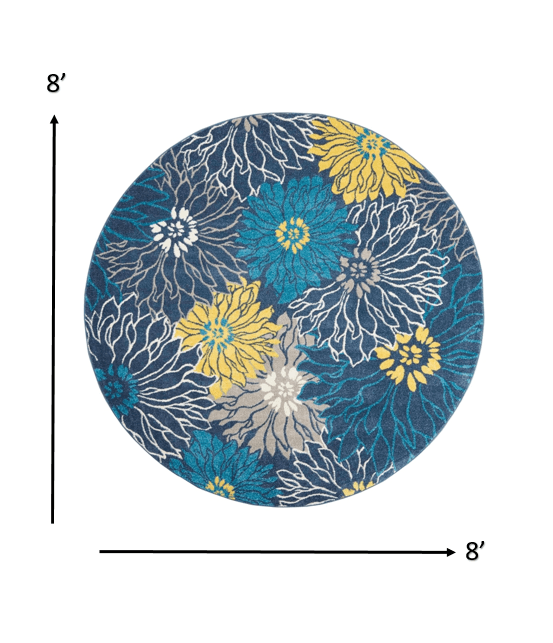 2’ X 10’ Blue Tropical Flower Runner Rug