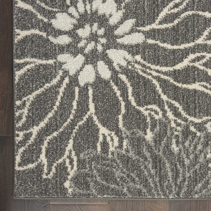 2’ X 3’ Charcoal And Blue Big Flower Scatter Rug