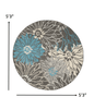 2’ X 3’ Charcoal And Blue Big Flower Scatter Rug