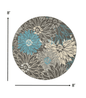 2’ X 3’ Charcoal And Blue Big Flower Scatter Rug