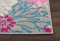 2’ X 6’ Gray And Pink Tropical Flower Runner Rug
