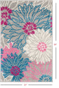 2’ X 6’ Gray And Pink Tropical Flower Runner Rug