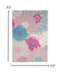 2’ X 6’ Gray And Pink Tropical Flower Runner Rug