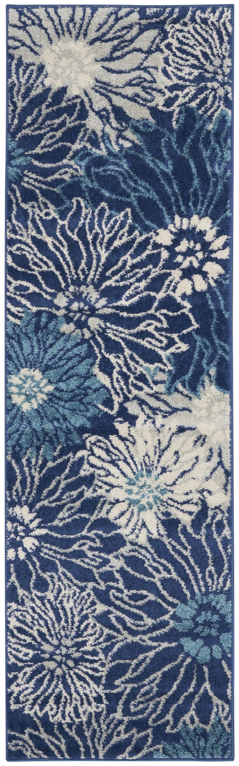 2’ X 3’ Navy And Ivory Floral Scatter Rug